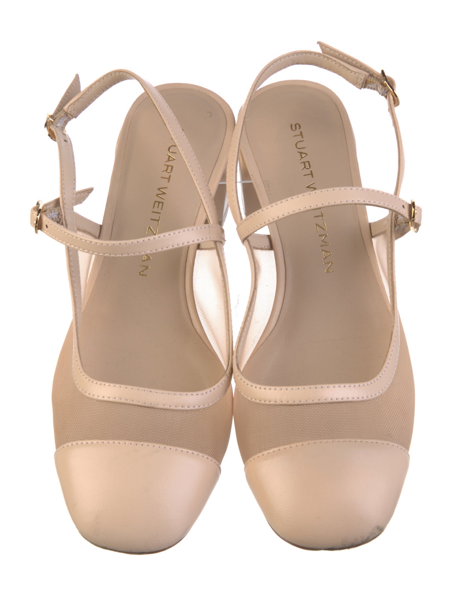 Stuart Weitzman Leather Mesh Accents Slingback Pumps